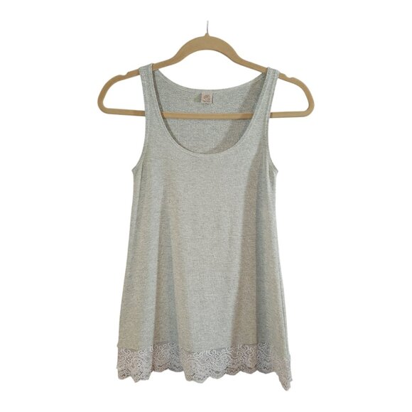 Only Hearts NYC Helena Stuart Metallic Longline Tank Lace Hem Neutral Women's XS - Picture 1 of 6